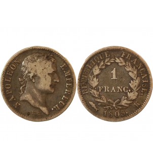 NAPOLEON Ier - 1 FRANC ARGENT 1808 K BORDEAUX 2