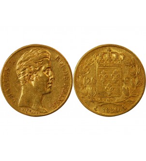 CHARLES X - 20 FRANCS OR 1830 A PARIS "5 Feuilles"﻿ 2