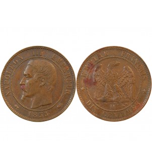 NAPOLEON III - 10 CENTIMES 1855 D LYON - Variété Chien 2
