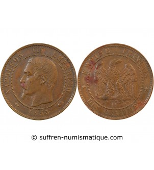 NAPOLEON III - 10 CENTIMES 1855 D LYON - Variété Chien