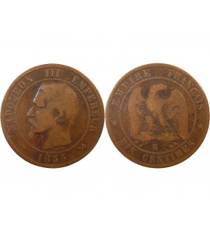 NAPOLEON III - 10 CENTIMES 1855 B ROUEN - Variété Chien 2