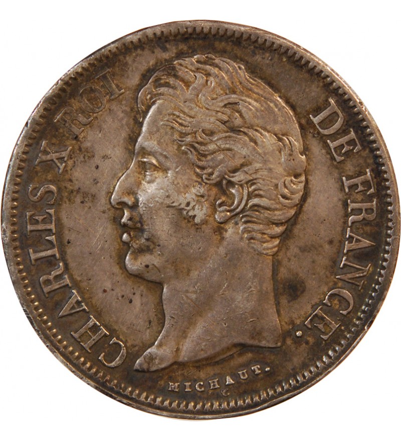 CHARLES X - 5 FRANCS ARGENT 1829 W LILLE "2e Type"