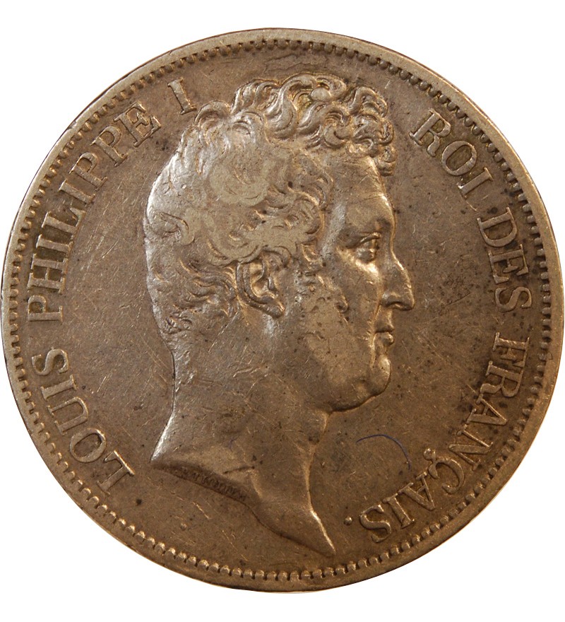 LOUIS PHILIPPE﻿ - 5 FRANCS ARGENT 1830 A PARIS "Type Tiolier avec le I, Tr creux"