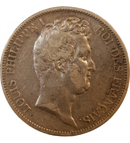 LOUIS PHILIPPE﻿ - 5 FRANCS ARGENT 1830 A PARIS "Type Tiolier avec le I, Tr creux"