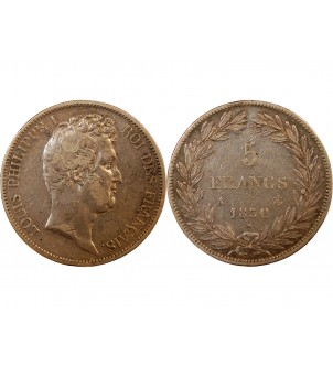 LOUIS PHILIPPE﻿ - 5 FRANCS ARGENT 1830 A PARIS "Type Tiolier avec le I, Tr creux" 2