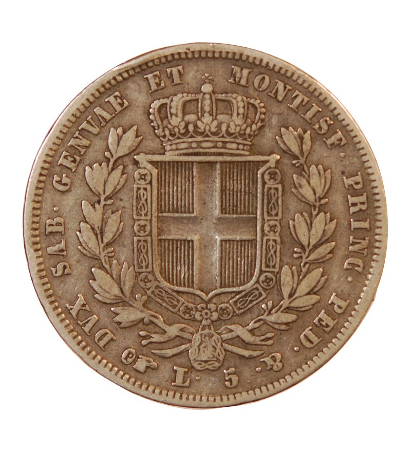 ITALIE, CHARLES ALBERT - 5 LIRE ARGENT 1832 P Aigle TURIN
