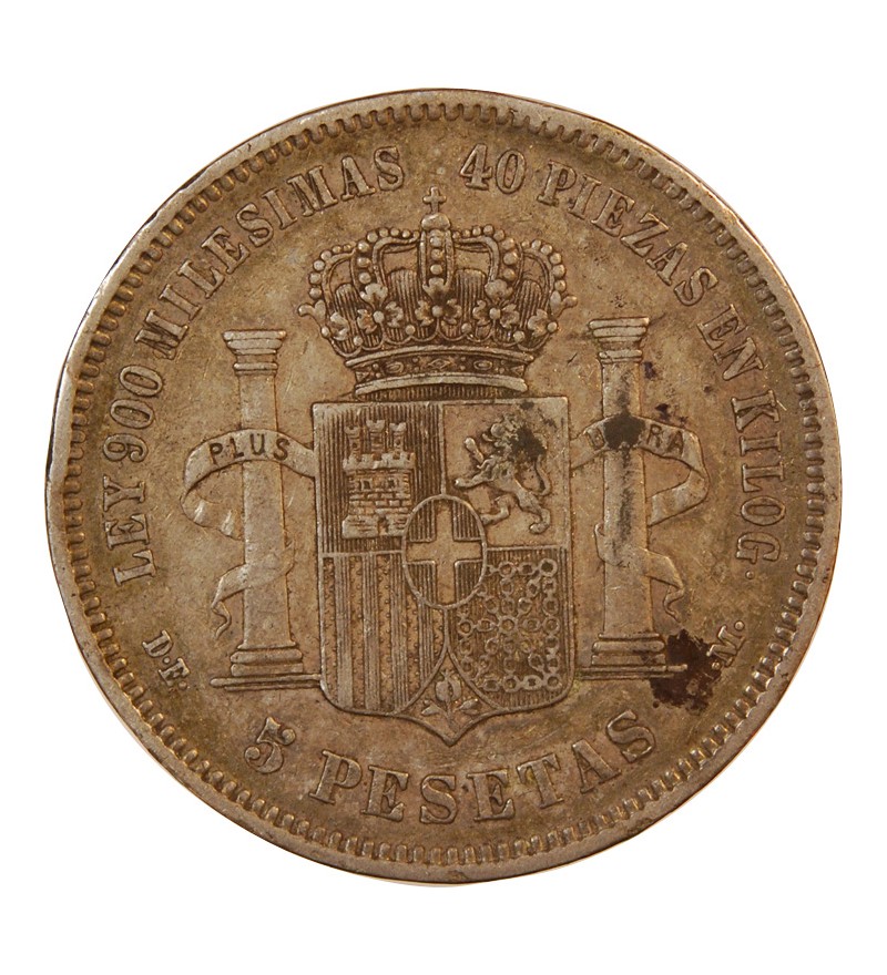 ESPAGNE, AMADEO I - 5 PESETAS ARGENT 1871 DE M