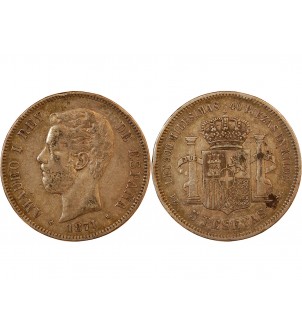 ESPAGNE, AMADEO I - 5 PESETAS ARGENT 1871 DE M 2