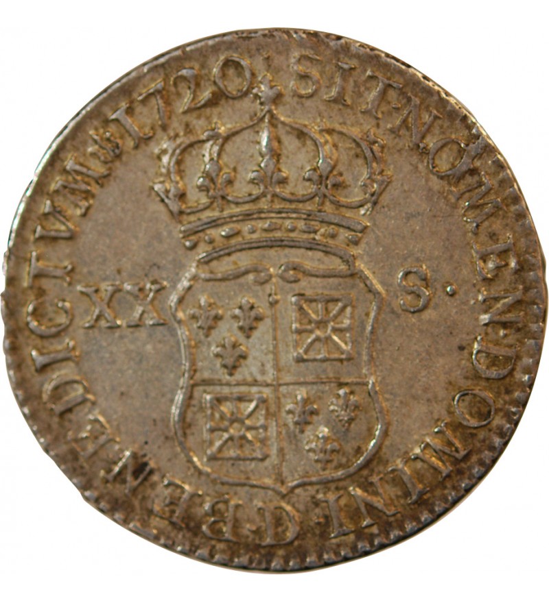 LOUIS XV﻿ - 1/6 ECU FRANCE NAVARRE 1719 D LYON