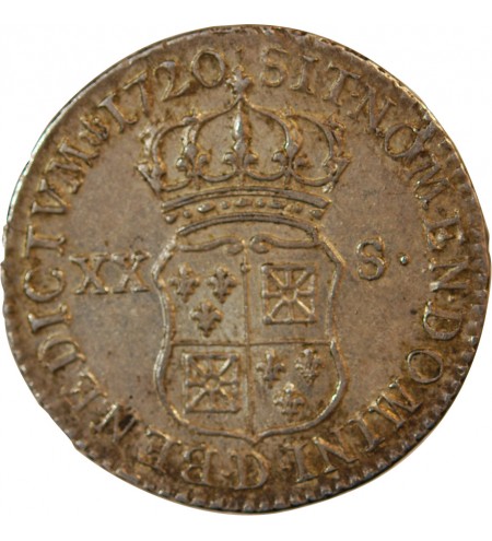 LOUIS XV﻿ - 1/6 ECU FRANCE NAVARRE 1719 D LYON