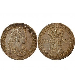 LOUIS XV﻿ - 1/6 ECU FRANCE NAVARRE 1719 D LYON 2