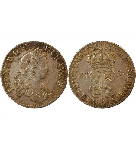 LOUIS XV﻿ - 1/6 ECU FRANCE NAVARRE 1719 D LYON
