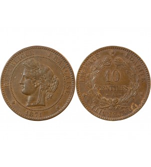 CERES - 10 CENTIMES 1871 A PARIS - Grand A 2