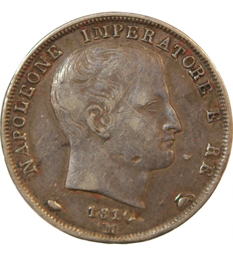 ITALIE, NAPOLEON 1er - LIRA ARGENT 1810 M MILAN