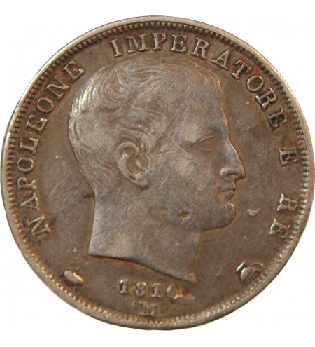 ITALIE, NAPOLEON 1er - LIRA ARGENT 1810 M MILAN