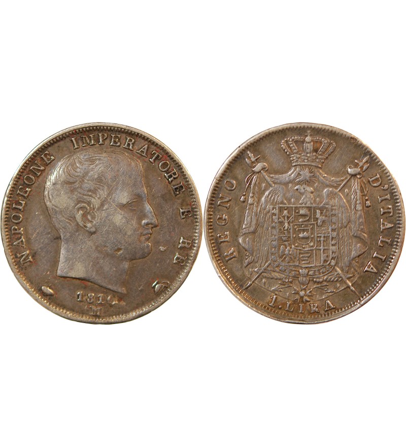 ITALIE, NAPOLEON 1er - LIRA ARGENT 1810 M MILAN