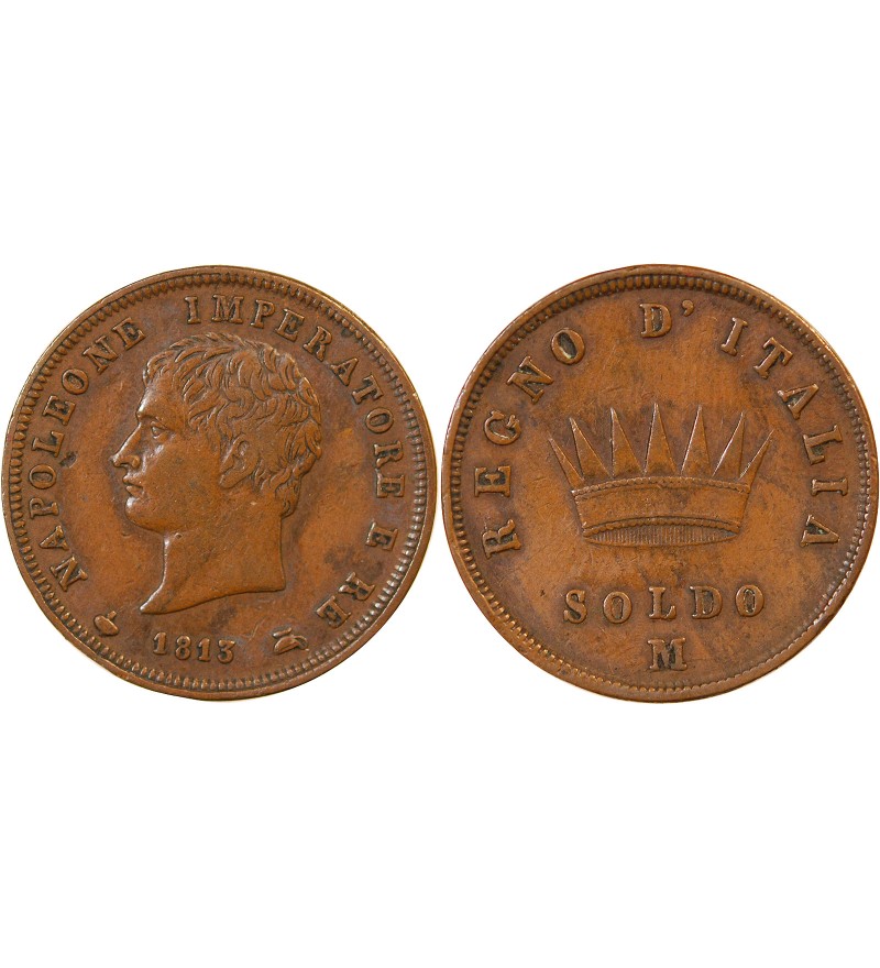 ITALIE, NAPOLEON 1er - SOLDO 1813 M MILAN
