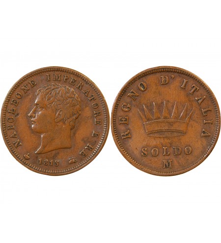 ITALIE, NAPOLEON 1er - SOLDO 1813 M MILAN