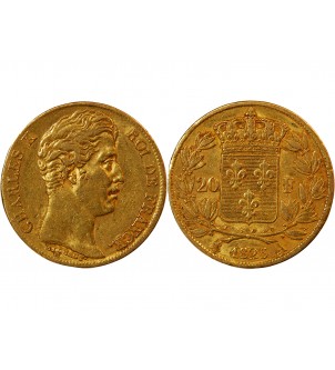 20 FRANCS OR CHARLES X 1825 A PARIS "4,5 Feuilles" 2