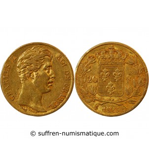 20 FRANCS OR CHARLES X 1825 A PARIS "4,5 Feuilles"