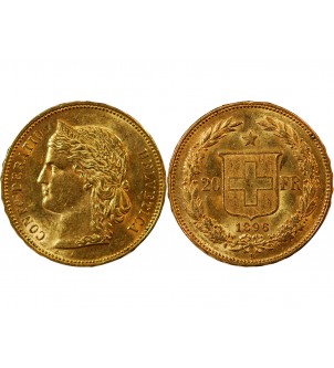 SUISSE, CONFEDERATION HELVETIQUE - 20 FRANCS OR 1896 B 2