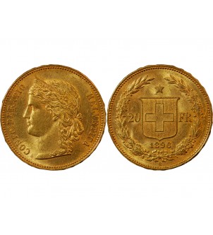 SUISSE, CONFEDERATION HELVETIQUE - 20 FRANCS OR 1896 B 2