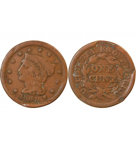 USA - ONE CENT "Braided Hair" 1848