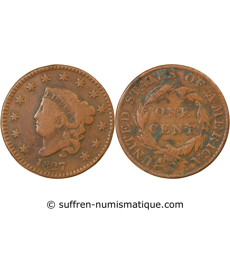 USA - ONE CENT "Coronet Type 1" 1827
