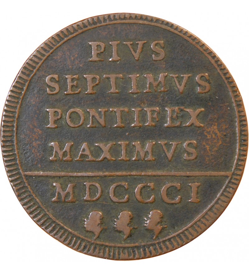 VATICAN, PIE VII - 1 BAIOCCO 1801 ROME