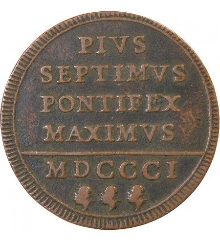 VATICAN, PIE VII - 1 BAIOCCO 1801 ROME