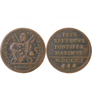 VATICAN, PIE VII - 1 BAIOCCO 1801 ROME 2
