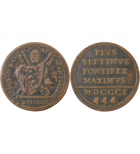 VATICAN, PIE VII - 1 BAIOCCO 1801 ROME