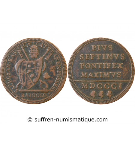 VATICAN, PIE VII - 1 BAIOCCO 1801 ROME