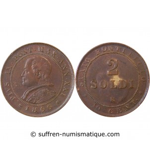 VATICAN, PIUS IX - 2 SOLDI 1866 ROME