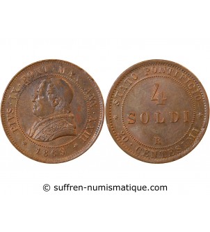 VATICAN, PIUS IX - 4 SOLDI 1866 ROME