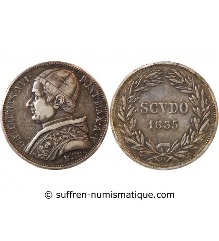 VATICAN, GREGOIRE XVI - SCUDO 1835 BOLOGNE