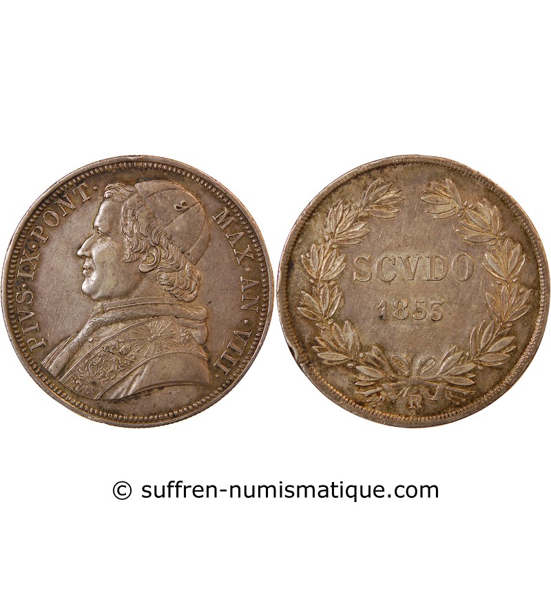 VATICAN, PIE IX - SCUDO 1853 ROME