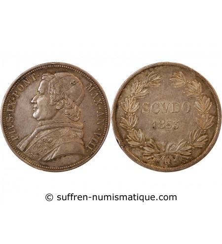 VATICAN, PIE IX - SCUDO 1853 ROME
