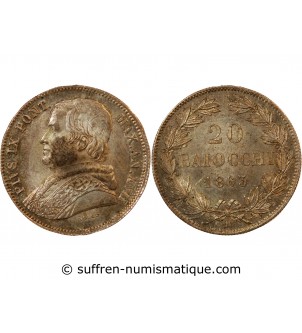 VATICAN, PIE IX - 20 BAIOCCHI 1863 ROME