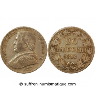 VATICAN, PIE IX - 20 BAIOCCHI 1864 ROME