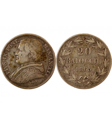 VATICAN, PIE IX - 20 BAIOCCHI 1865 ROME