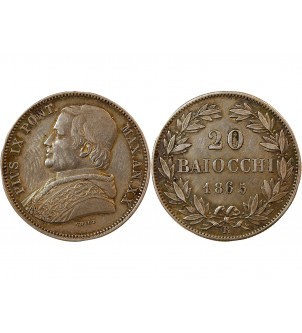VATICAN, PIE IX - 20 BAIOCCHI 1865 ROME 2