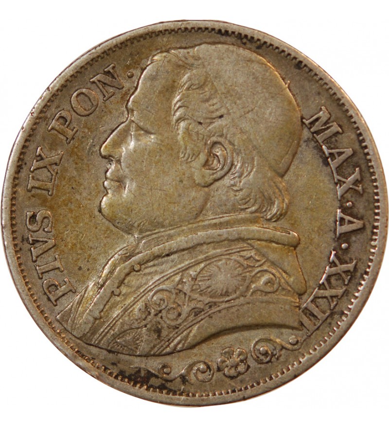 VATICAN, PIE IX - 2 LIRE 1867 ROME AN XXII