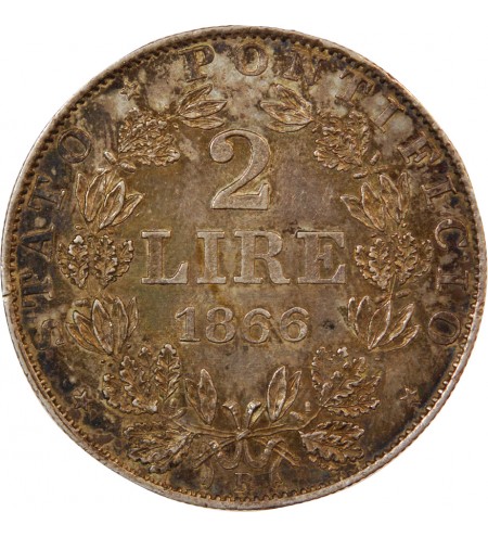 VATICAN, PIE IX - 2 LIRE 1866 ROME AN XXI