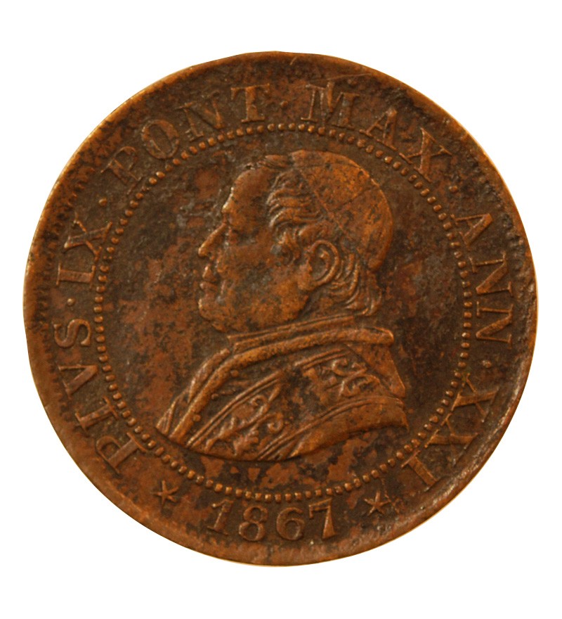 VATICAN, PIE IX - 1/2 SOLDO 1867 ROME AN XXI
