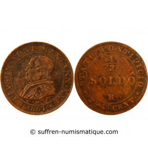 VATICAN, PIE IX - 1/2 SOLDO 1867 ROME AN XXI
