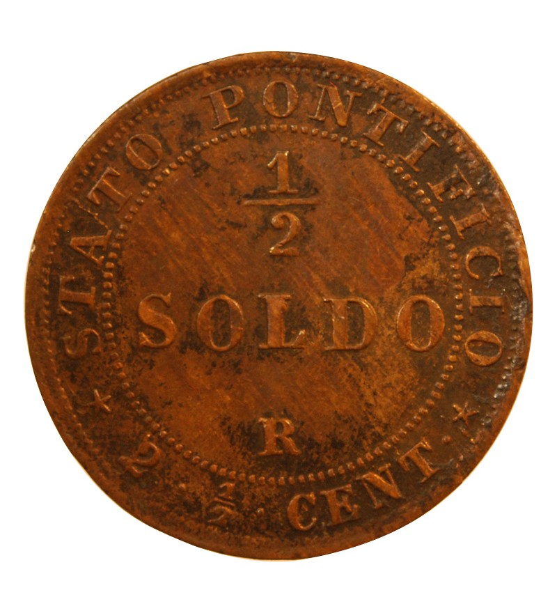 VATICAN, PIE IX - 1/2 SOLDO 1867 ROME AN XXI