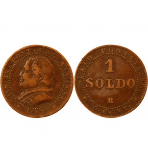 VATICAN, PIE IX - SOLDO 1867 ROME AN XXI 2