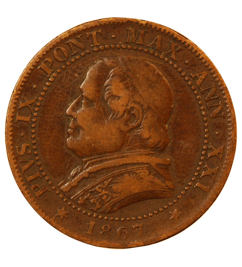 VATICAN, PIE IX - SOLDO 1867 ROME AN XXI