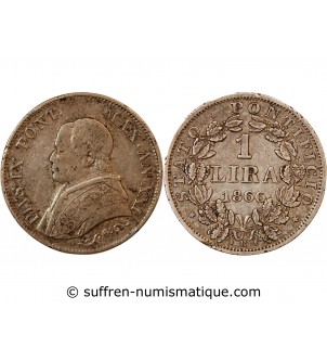 VATICAN, PIE IX - 1 LIRA 1866 ROME AN XXI - PIVS IX PONT.